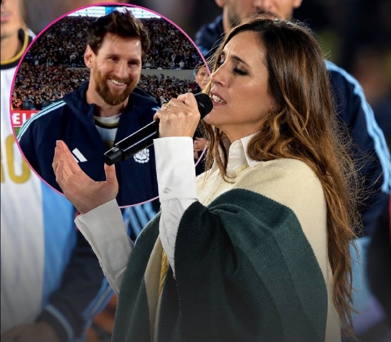 El poncho catamarqueño que usó La Sole en la emotiva despedida a Lionel Messi